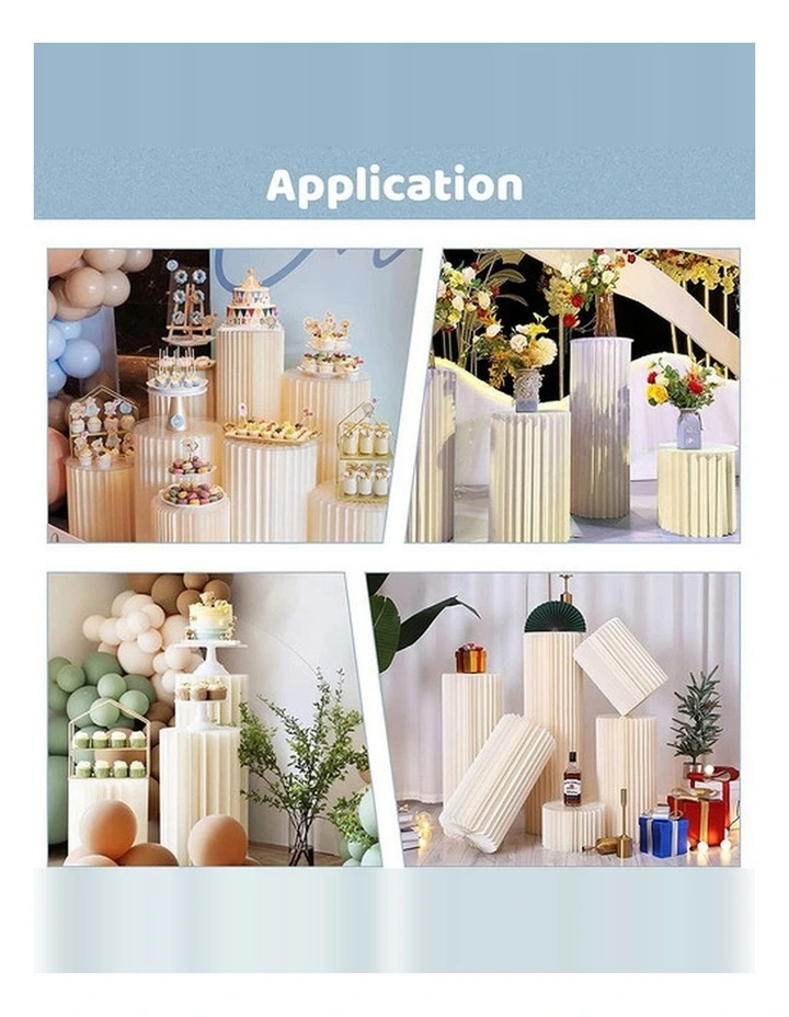 Cardboard Display Stand Round Plinth Cylinder Pedestal Flower Cake Stand 3 PCS Set for Wedding image 3