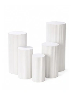 5x Metal Wedding Plinths Cylinder Pedestal Stand Ripple Cake Dessert Display