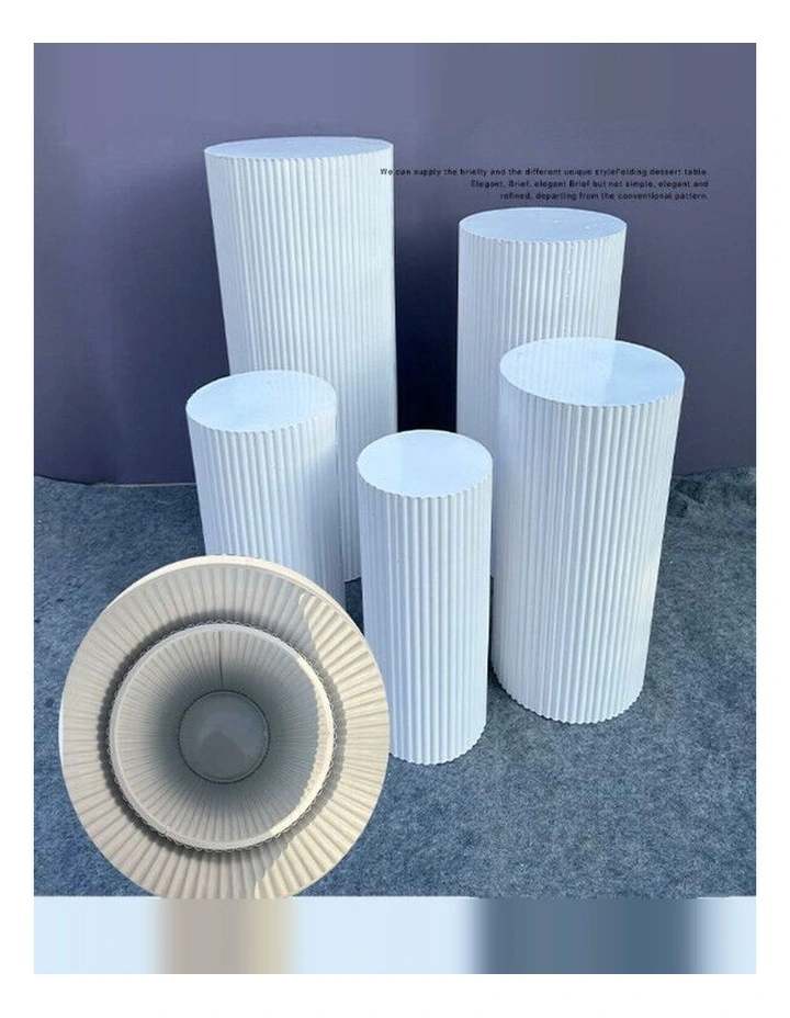 5x Metal Wedding Plinths Cylinder Pedestal Stand Ripple Cake Dessert Display image 2