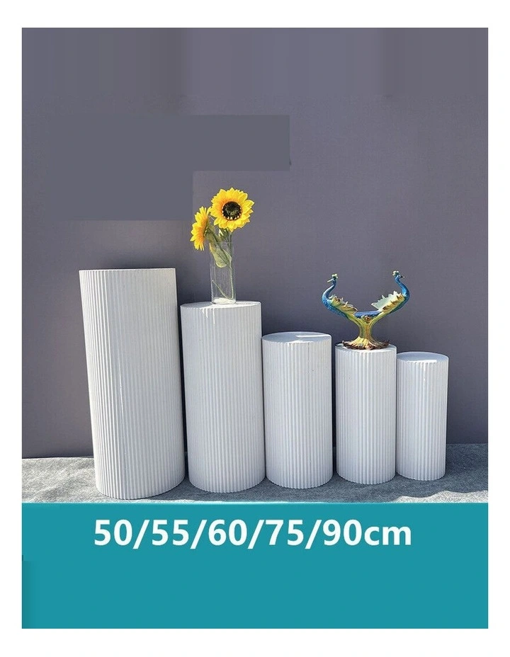 5x Metal Wedding Plinths Cylinder Pedestal Stand Ripple Cake Dessert Display image 4