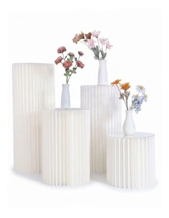 Cardboard Display Stand Round Plinth Cylinder Pedestal Flower Cake Stand 4 PCS Set for Wedding