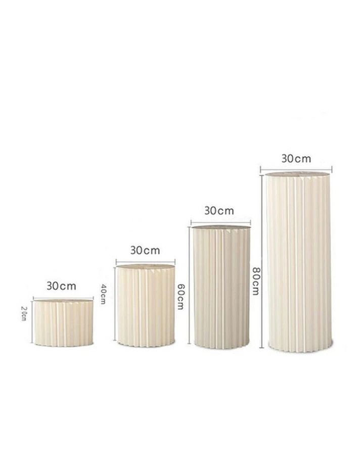 Cardboard Display Stand Round Plinth Cylinder Pedestal Flower Cake Stand 4 PCS Set for Wedding image 2