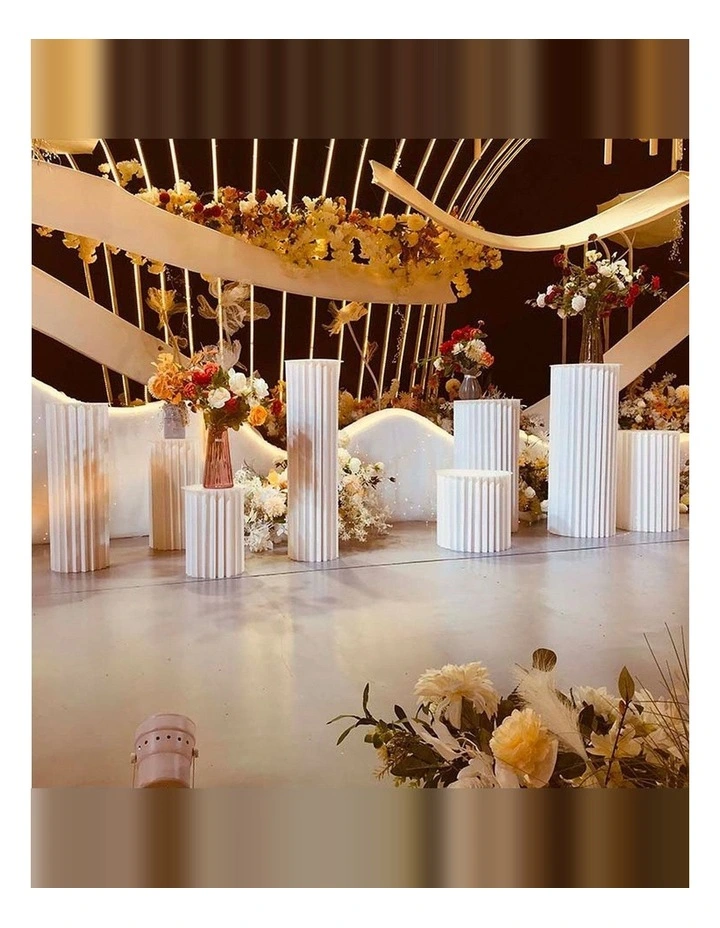 Cardboard Display Stand Round Plinth Cylinder Pedestal Flower Cake Stand 4 PCS Set for Wedding image 5