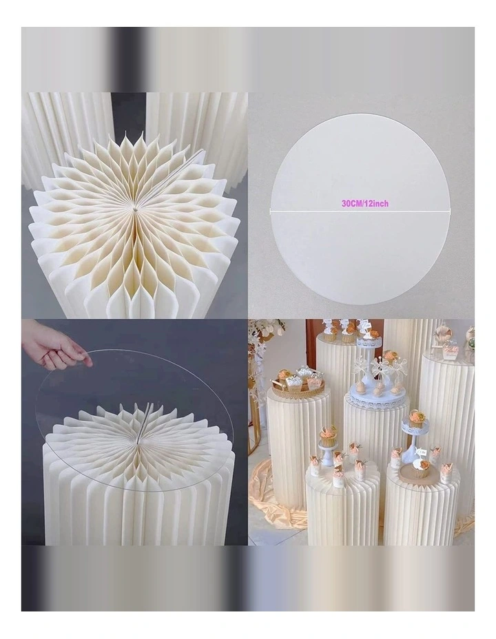 Cardboard Display Stand Round Plinth Cylinder Pedestal Flower Cake Stand 4 PCS Set for Wedding image 6