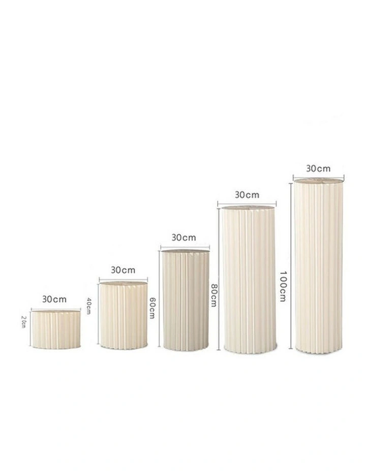 Cardboard Display Stand Round Plinth Cylinder Pedestal Flower Cake Stand 5 PCS Set for Wedding image 3