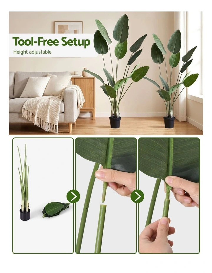 Artiss 150cm Artificial Bird of Paradise Plant Lifelike Textured Leaves Wipe-Clean Indoor Home Decor image 4
