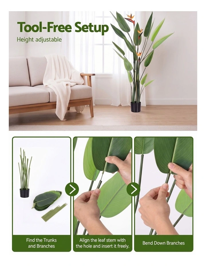 Artiss 150cm Artificial Bird of Paradise Plant with Flowers Realistic Leaves for Home Office Decor image 5