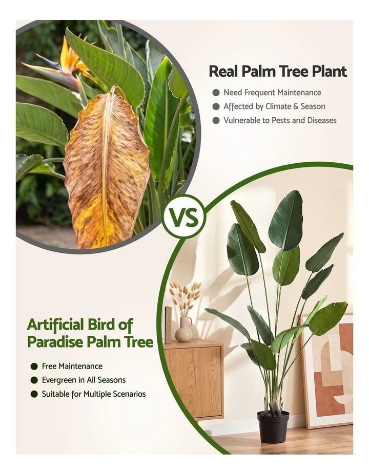 Artiss 180cm Artificial Bird of Paradise Plant Lifelike Textured Leaves Wipe-Clean Indoor Home Decor image 5