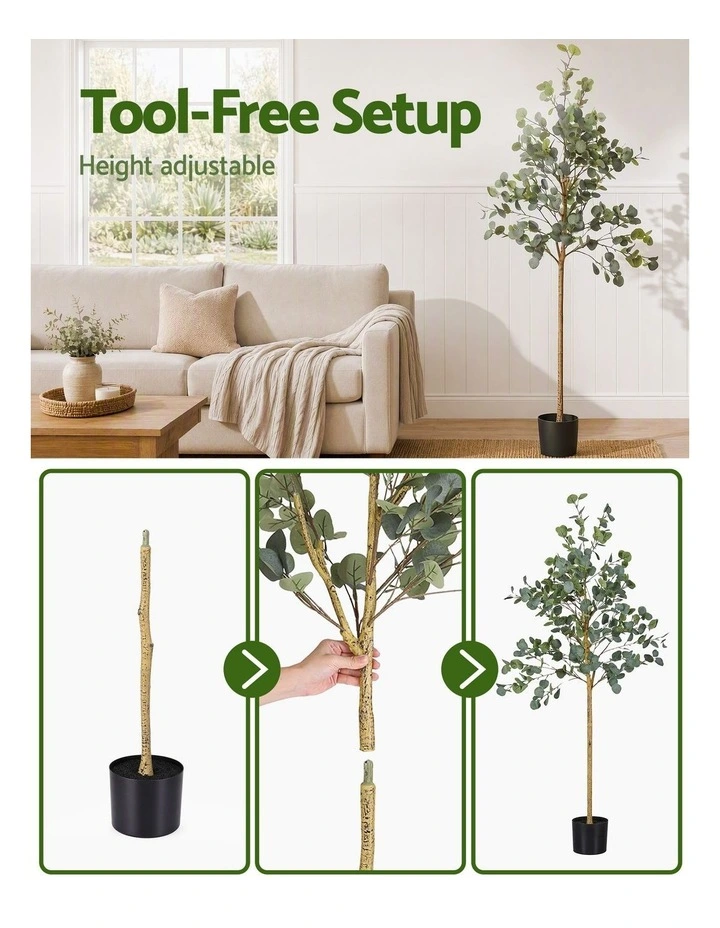 Artiss 180cm Artificial Eucalyptus Tree with Realistic Textured Leaves for Indoor Home Office Decor image 3