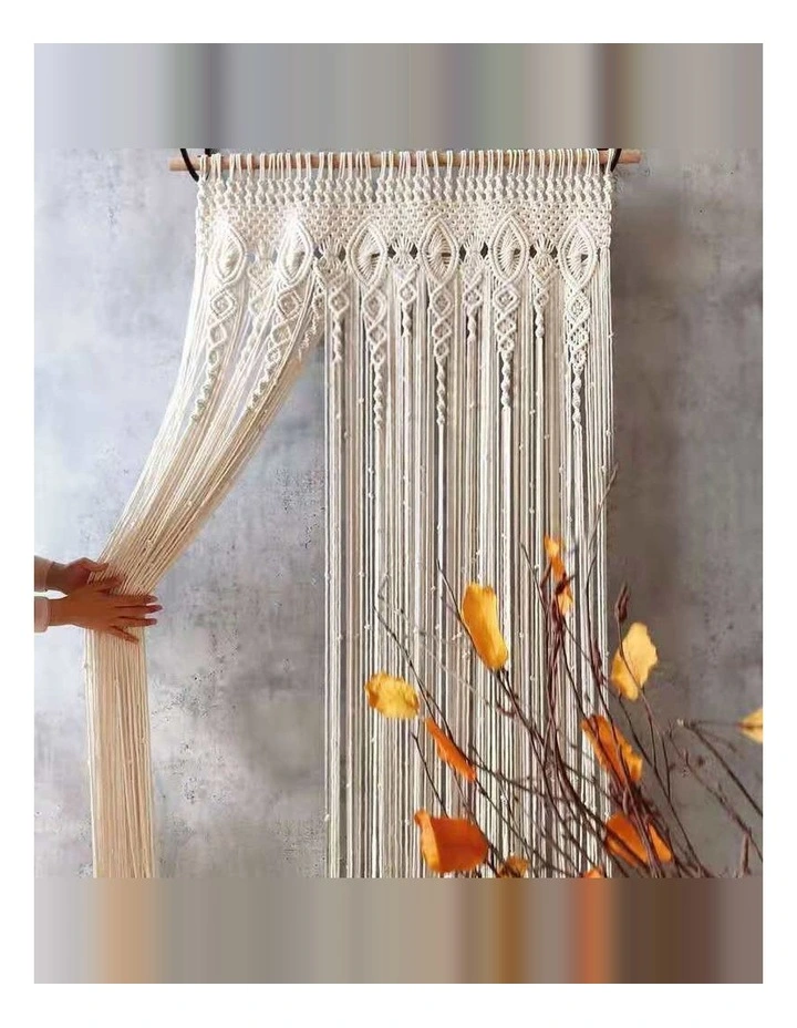 2m Heavy Duty Macrame Curtain Boho Woven Wall Hanging Window Doorway Wedding image 2