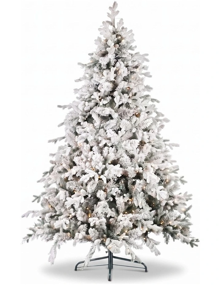 Christabelle Snowy Dorchester Pre-Lit Christmas Tree 9ft 2.7m, Flocked LED Wreath 1.2m or Garland image 2