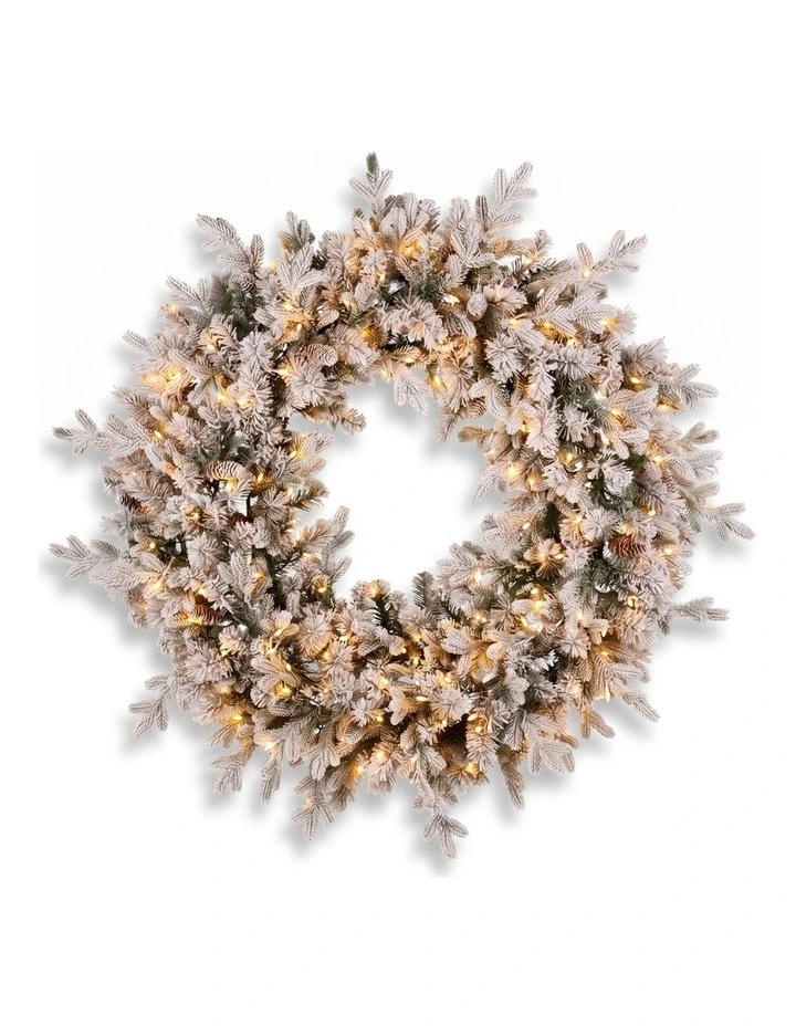 Christabelle Snowy Dorchester Pre-Lit Christmas Tree 9ft 2.7m, Flocked LED Wreath 1.2m or Garland image 3