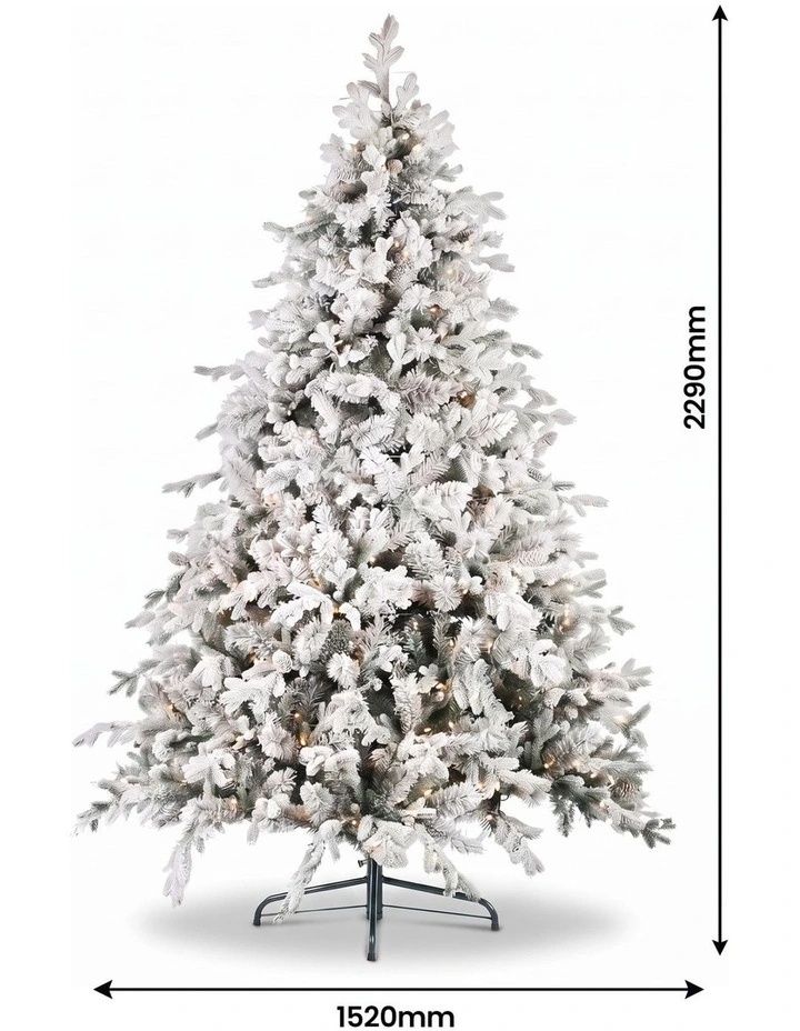 Christabelle Snowy Dorchester Pre-Lit Christmas Tree 9ft 2.7m, Flocked LED Wreath 1.2m or Garland image 7