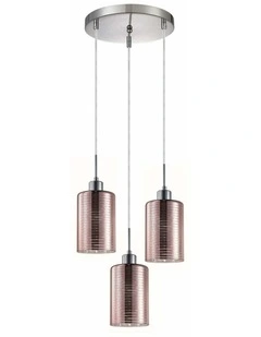 Espejo Interior Iron & Rose Gold Oblong Glass with Line Effect Pendant Lights