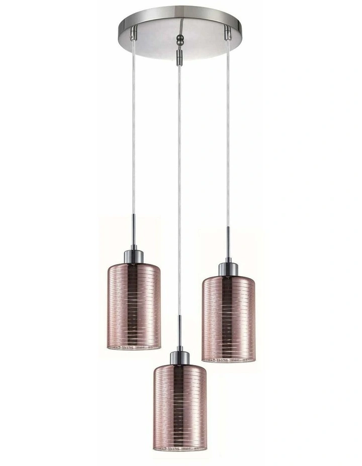 Espejo Interior Iron & Rose Gold Oblong Glass with Line Effect Pendant Lights image 1
