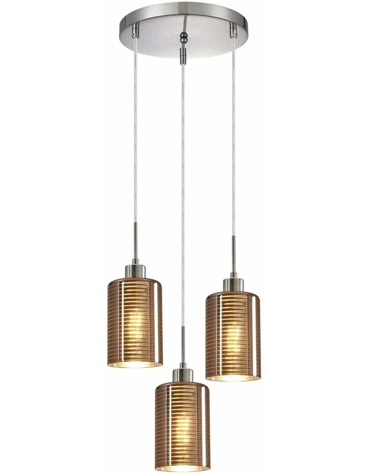 Espejo Interior Iron & Rose Gold Oblong Glass with Line Effect Pendant Lights image 2