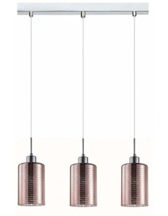 Espejo Interior Iron & Rose Gold Oblong Glass with Line Effect Pendant Lights