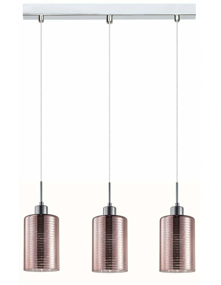 Espejo Interior Iron & Rose Gold Oblong Glass with Line Effect Pendant Lights image 1