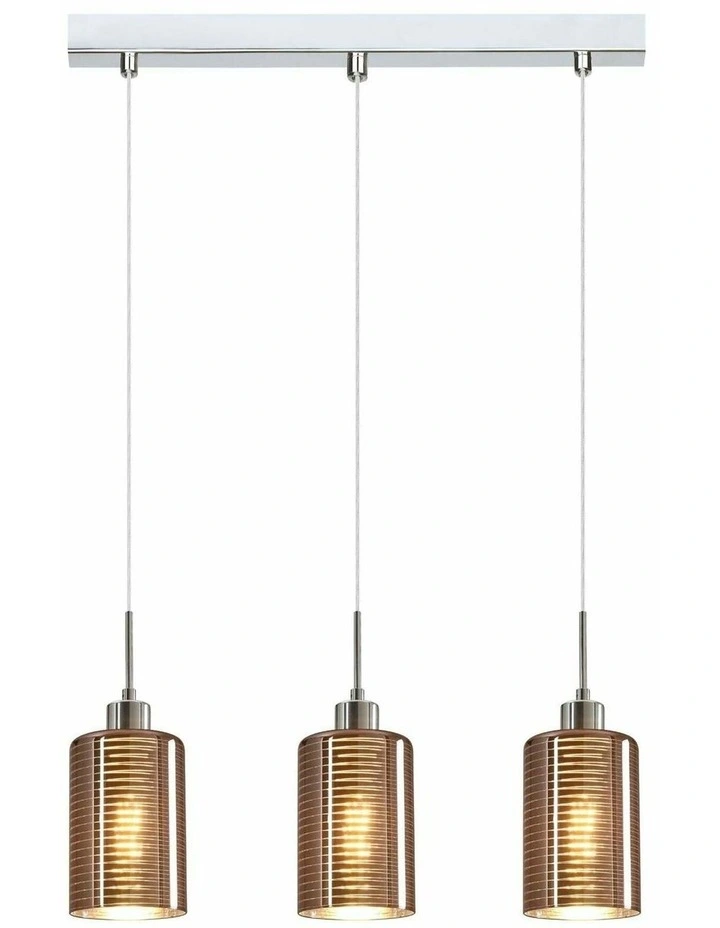 Espejo Interior Iron & Rose Gold Oblong Glass with Line Effect Pendant Lights image 2