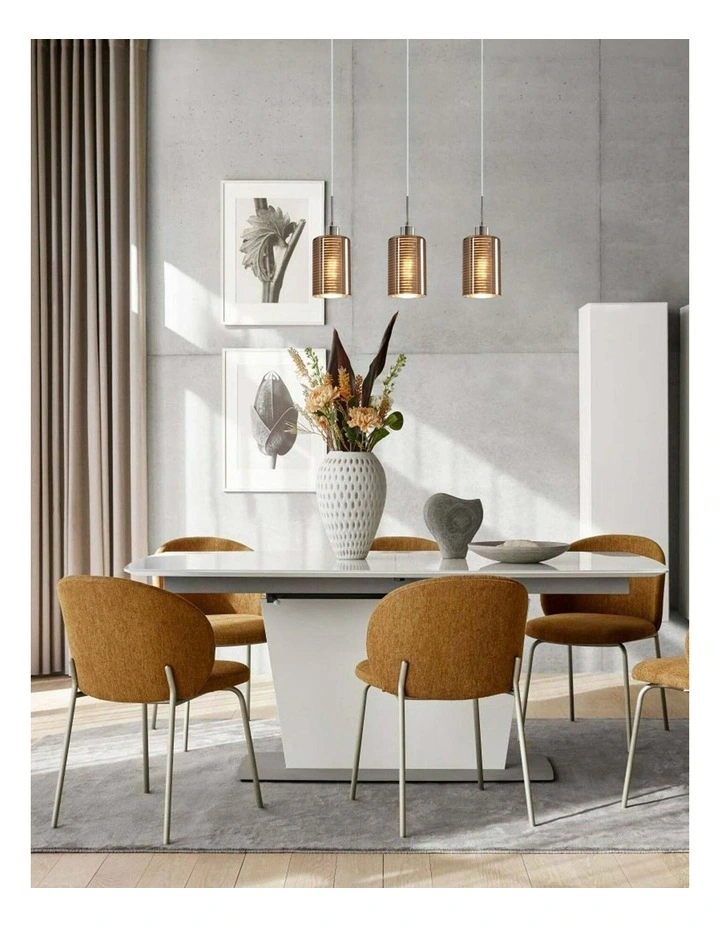 Espejo Interior Iron & Rose Gold Oblong Glass with Line Effect Pendant Lights image 3