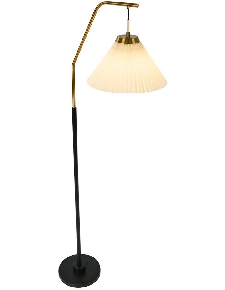 Oikiture Floor Lamp Standing Lamp Arc Metal Frame Plastic Shade Black&Gold image 2