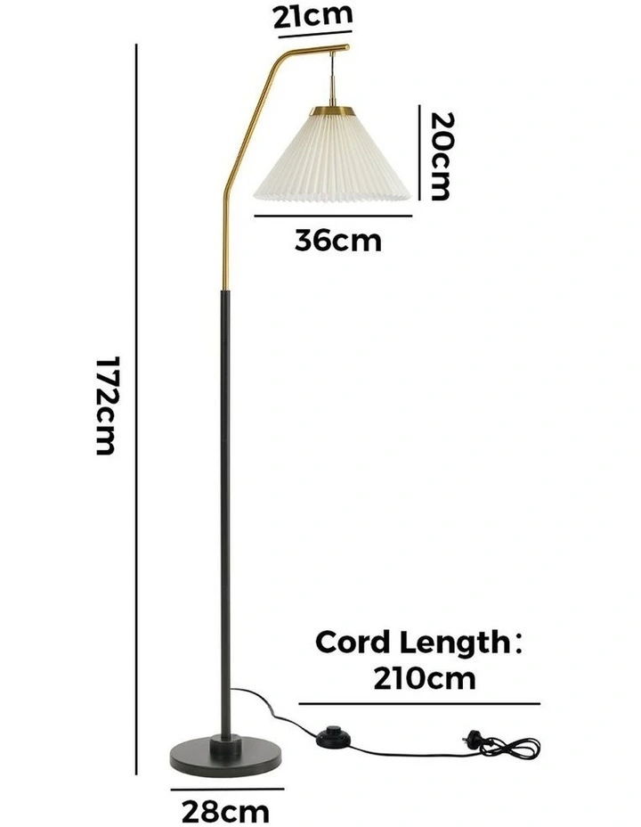 Oikiture Floor Lamp Standing Lamp Arc Metal Frame Plastic Shade Black&Gold image 3
