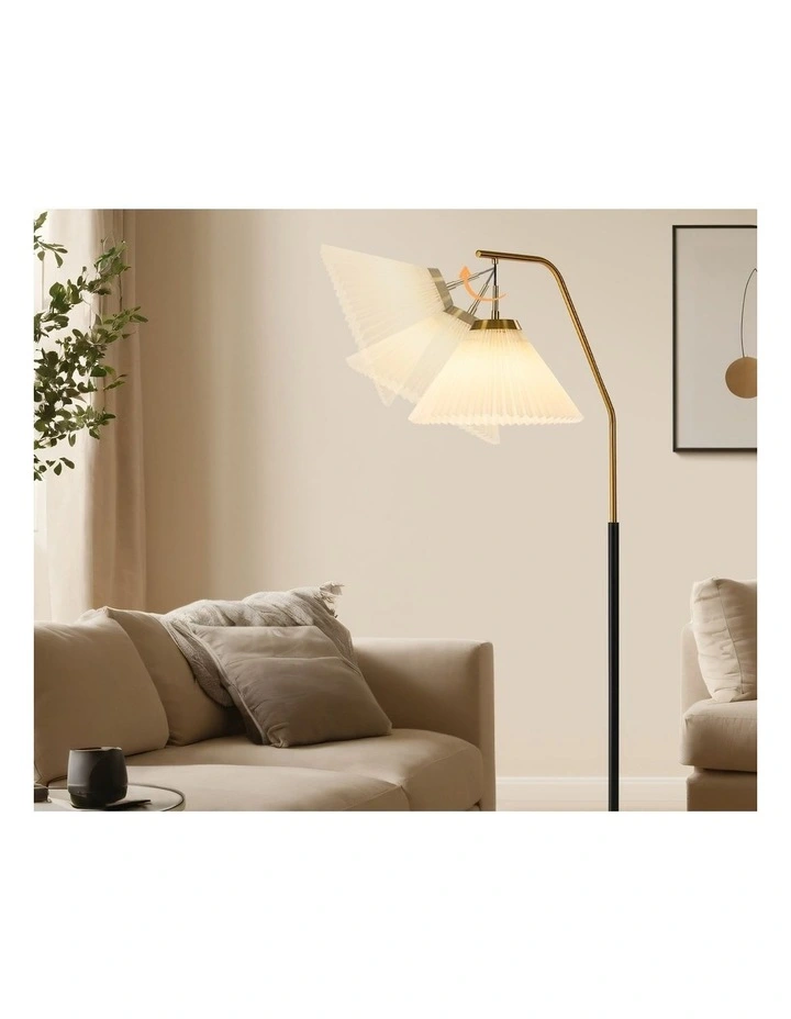 Oikiture Floor Lamp Standing Lamp Arc Metal Frame Plastic Shade Black&Gold image 6
