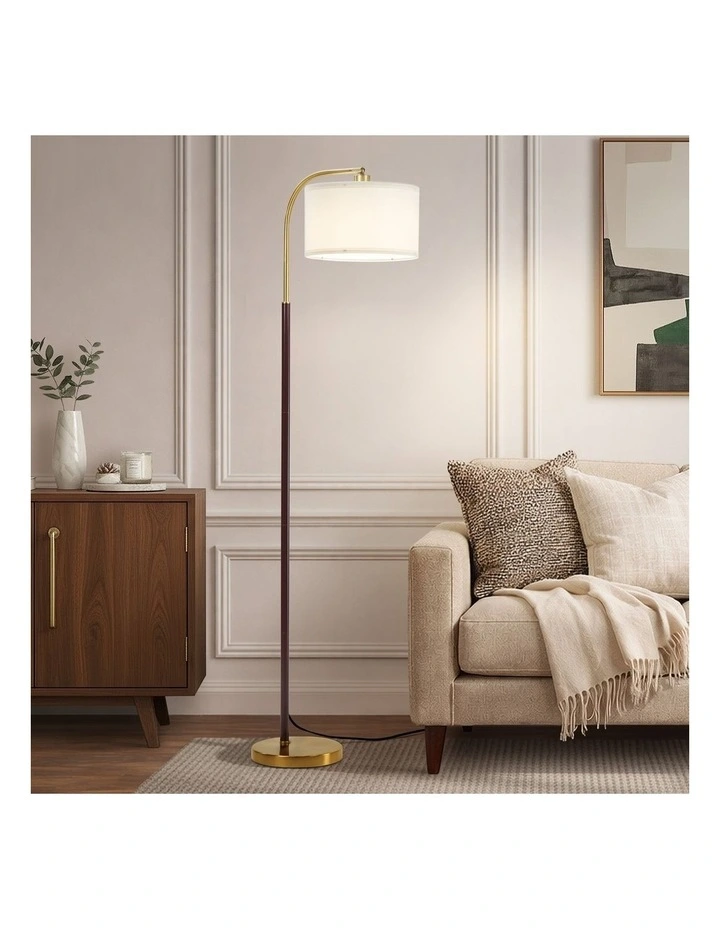 Oikiture Floor Lamp Standing Lamp Metal Frame Plastic Shade Black&Gold image 4