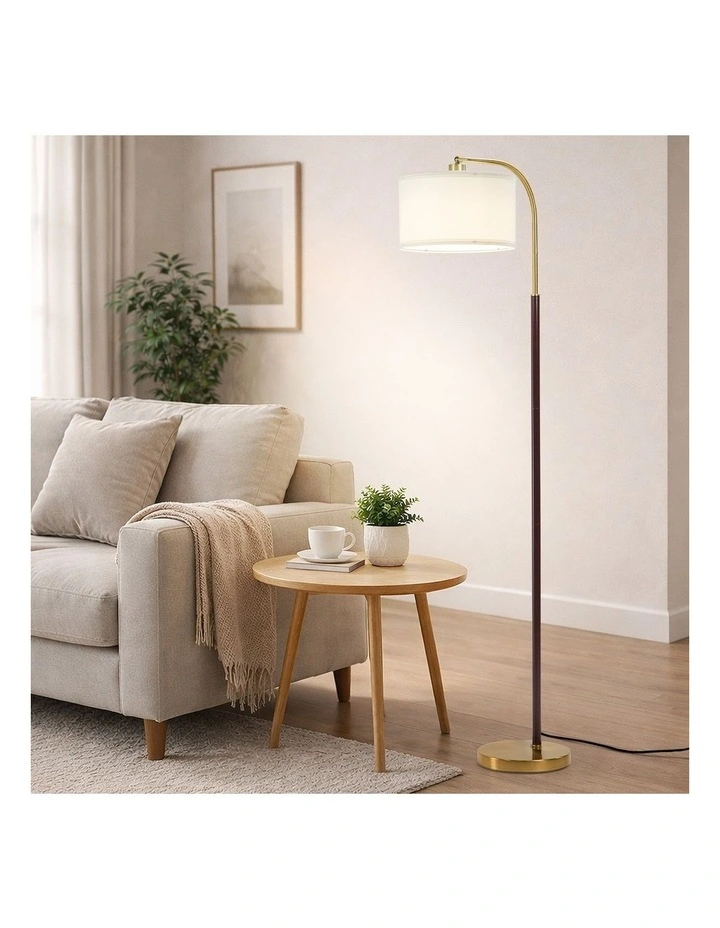 Oikiture Floor Lamp Standing Lamp Metal Frame Plastic Shade Black&Gold image 5