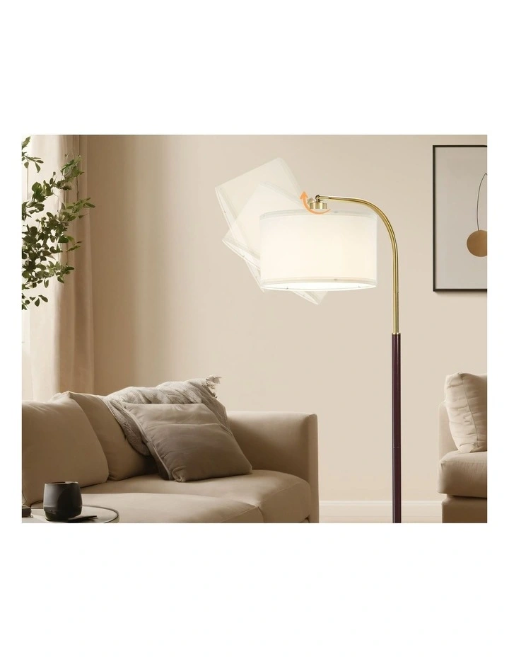 Oikiture Floor Lamp Standing Lamp Metal Frame Plastic Shade Black&Gold image 6