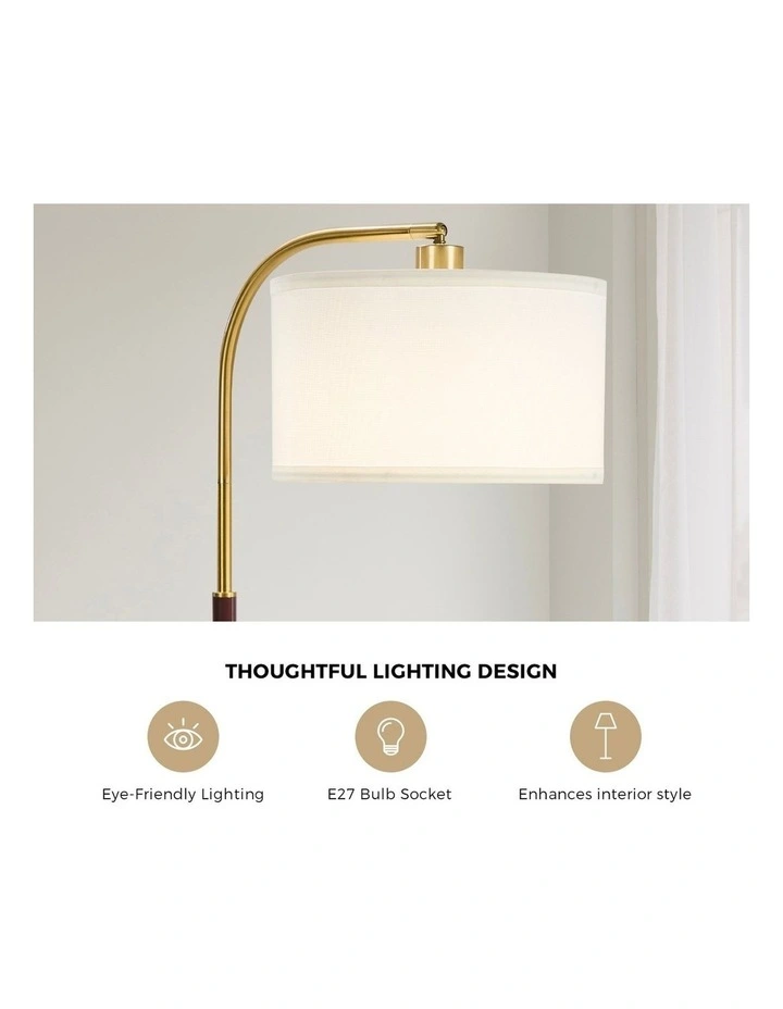 Oikiture Floor Lamp Standing Lamp Metal Frame Plastic Shade Black&Gold image 7