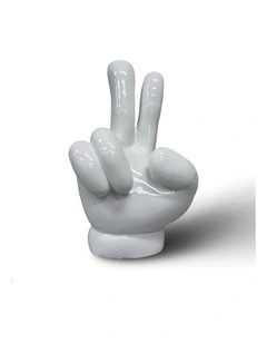 Urban Attitude Peace Out Hand Statue - Glossy White