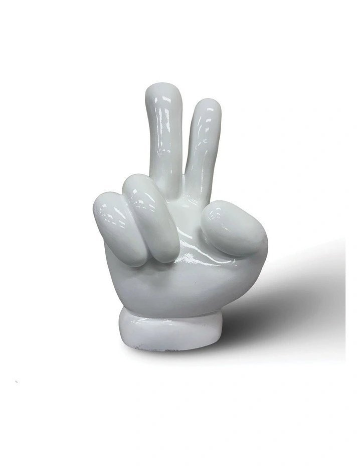 Urban Attitude Peace Out Hand Statue - Glossy White image 1