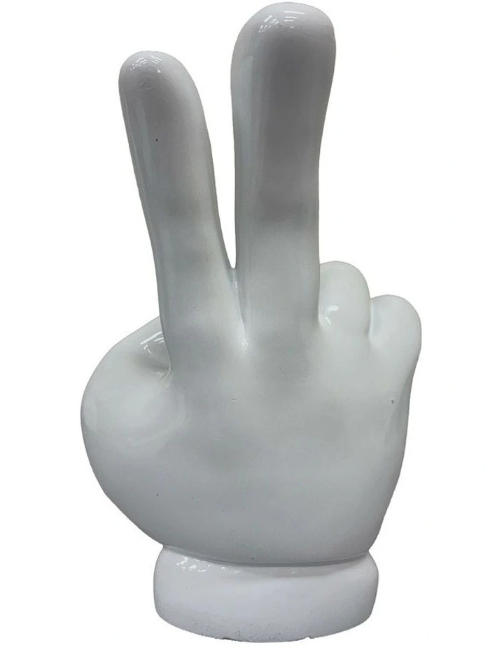 Urban Attitude Peace Out Hand Statue - Glossy White image 2