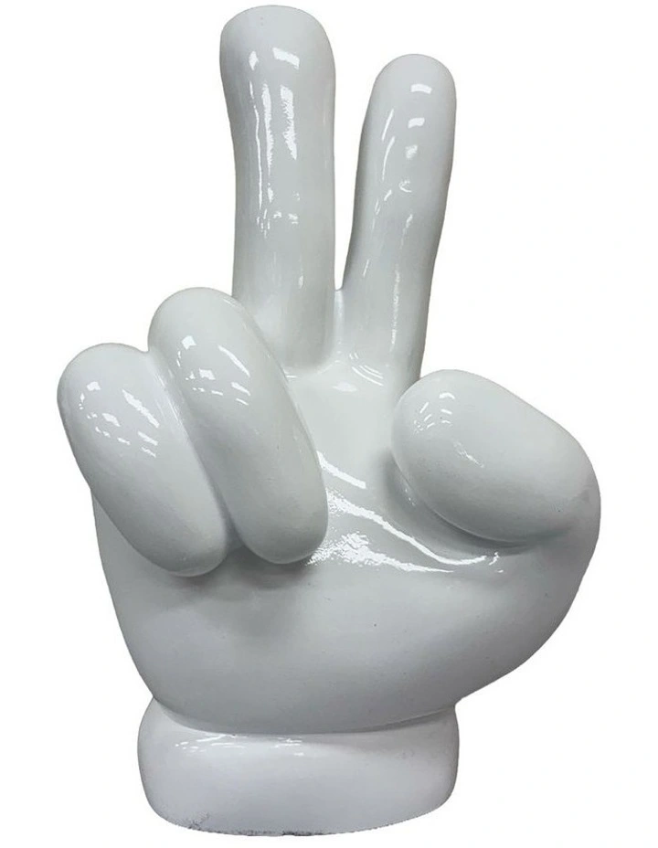 Urban Attitude Peace Out Hand Statue - Glossy White image 3