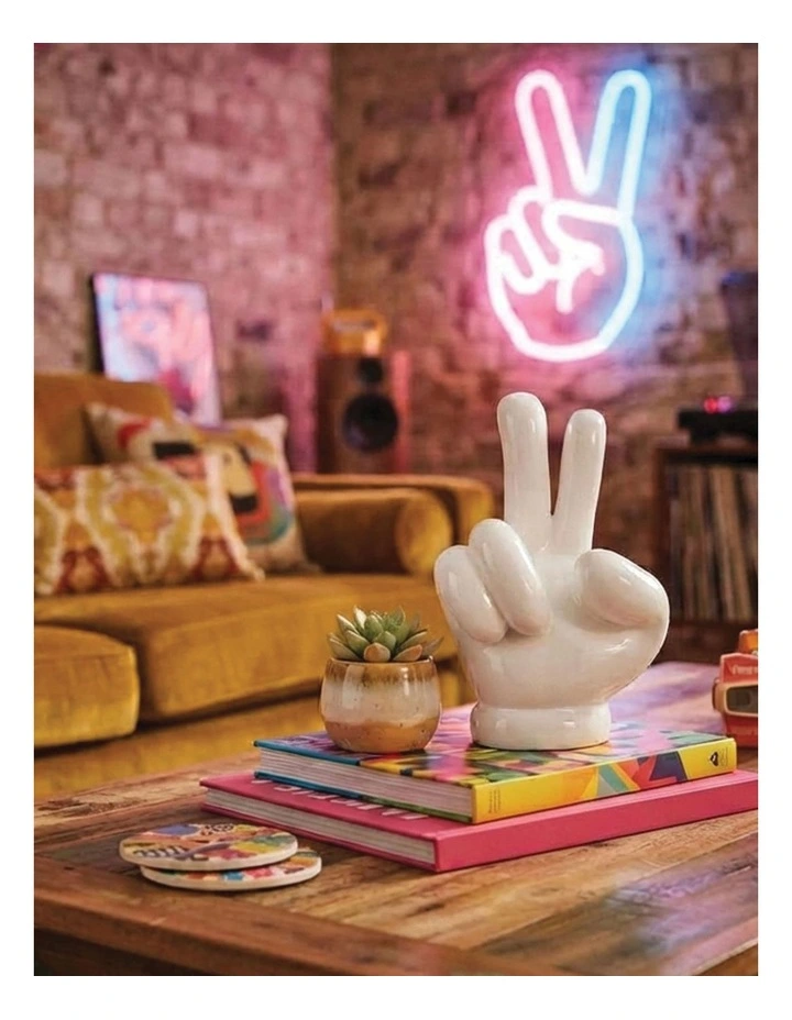 Urban Attitude Peace Out Hand Statue - Glossy White image 5