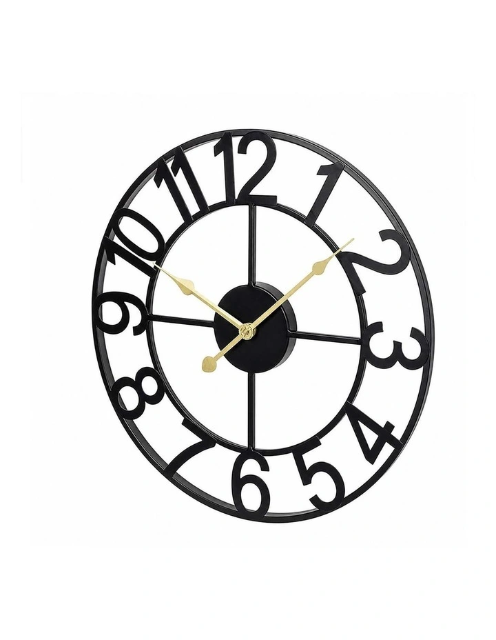 Yezi Wall Clock Silent Quartz 40cm Easy Read Dial for Bedroom Decor Black image 1