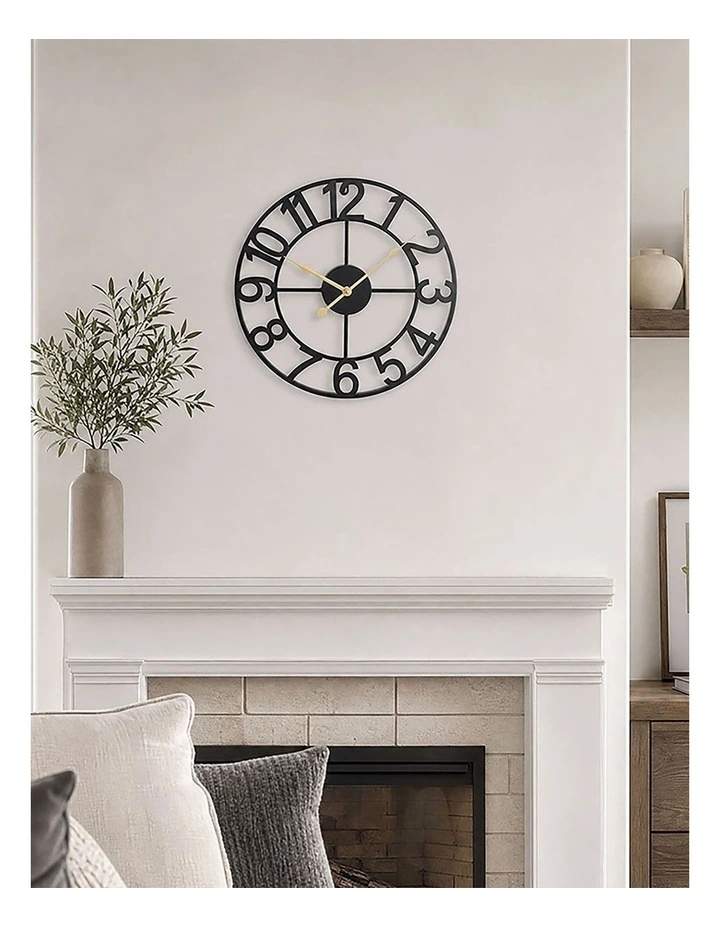 Yezi Wall Clock Silent Quartz 40cm Easy Read Dial for Bedroom Decor Black image 6