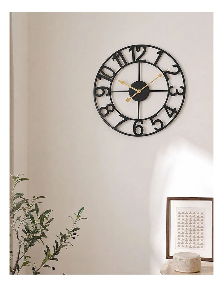 Yezi Wall Clock Silent Quartz 40cm Easy Read Dial for Bedroom Decor Black image 7