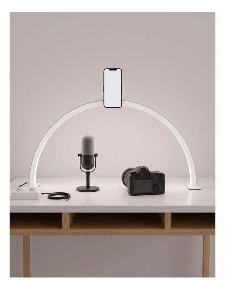 Emitto Nail Light Half Moon Desk Lamp Dimmable Salon Lash Phone Clip White image 7