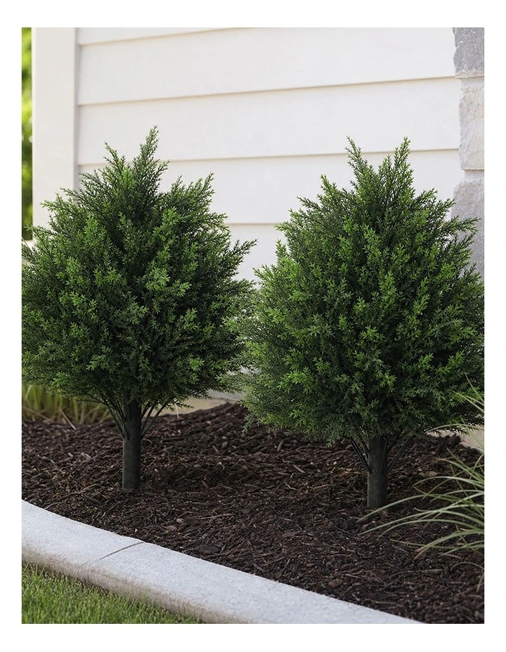 Lambu Artificial Cedar Topiary Balls Set of 2 Ground Spike Patio Garden Green image 7