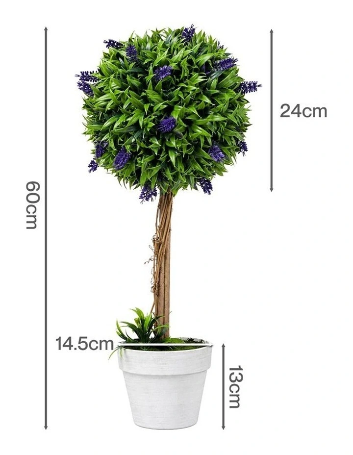 Lambu Artificial Plants Faux Lavender Topiary Set of 2 for Front Door Green image 2