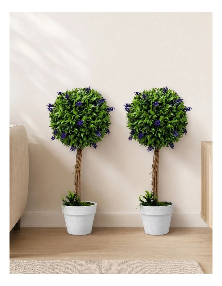 Lambu Artificial Plants Faux Lavender Topiary Set of 2 for Front Door Green image 6