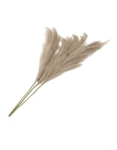 Santaco Pampas Grass Artificial 3Pcs 116cm Fluffy Faux Silk for Vase Brown