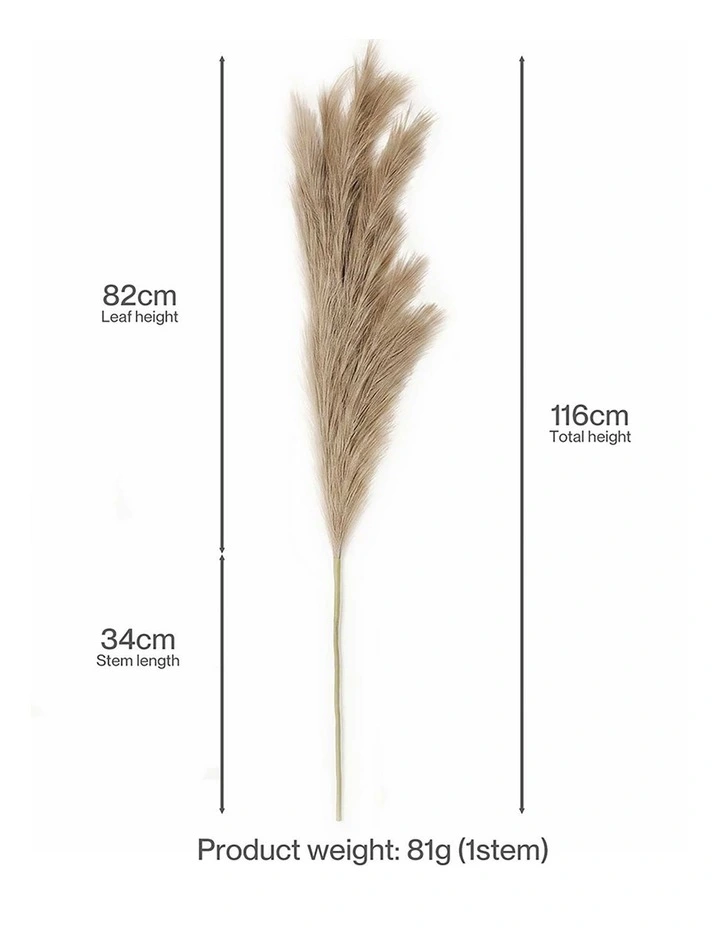 Santaco Pampas Grass Artificial 3Pcs 116cm Fluffy Faux Silk for Vase Brown image 2