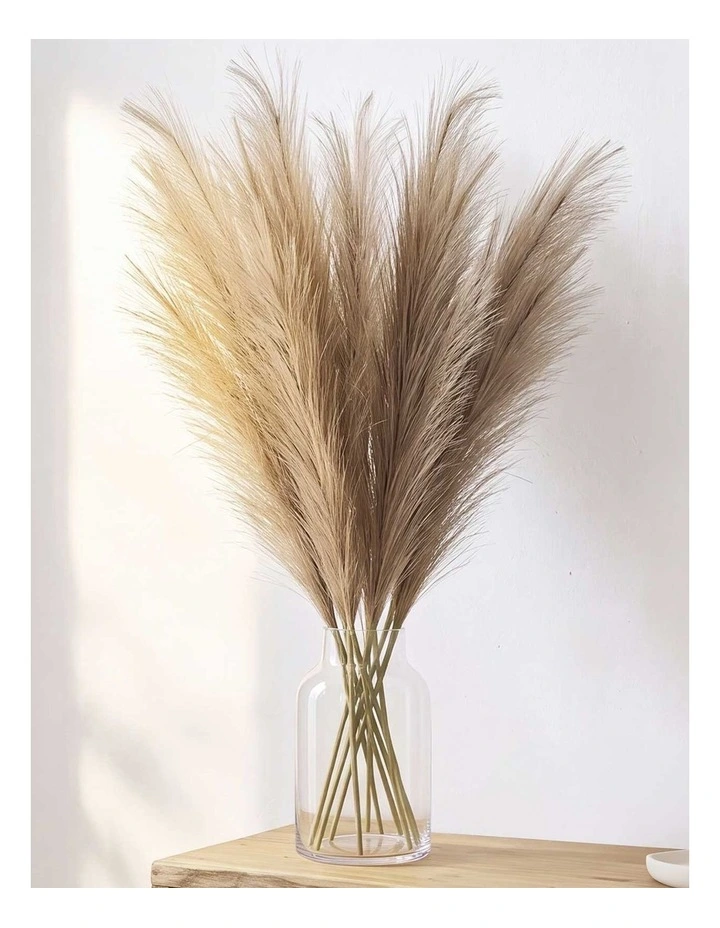 Santaco Pampas Grass Artificial 3Pcs 116cm Fluffy Faux Silk for Vase Brown image 7