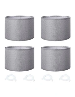 Emitto Lamp Shade 4pc Linen Drum E26 E27 with E14 Rings for Home Decor Grey
