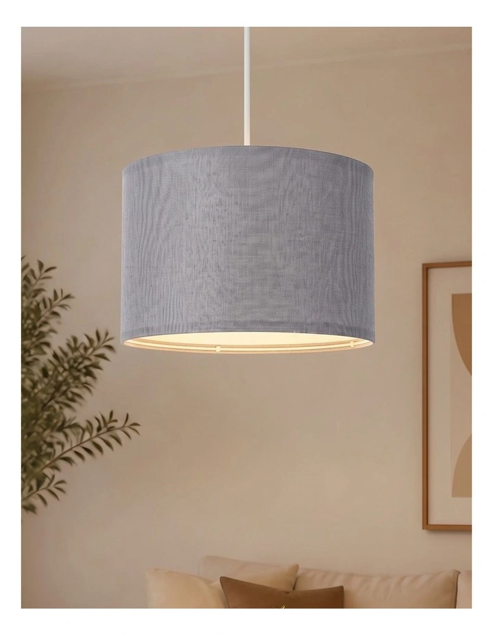 Emitto Lamp Shade 4pc Linen Drum E26 E27 with E14 Rings for Home Decor Grey image 6