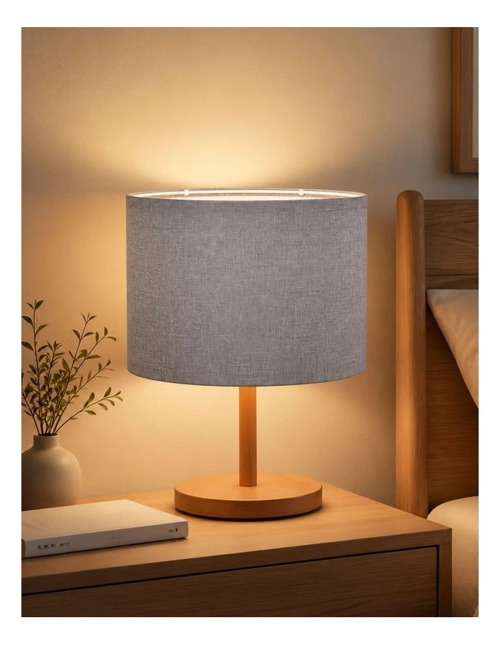 Emitto Lamp Shade 4pc Linen Drum E26 E27 with E14 Rings for Home Decor Grey image 7