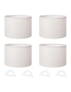 Emitto Lamp Shade 4pc Linen Drum E26 E27 with E14 Ring for Home Decor Beige